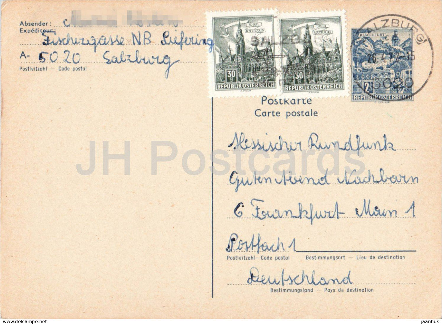 ATB Aktuell - Hessischer Rundfunk - Guten abend Nachbarn - 3 - postal stationery - 1972 - Austria - used - JH Postcards