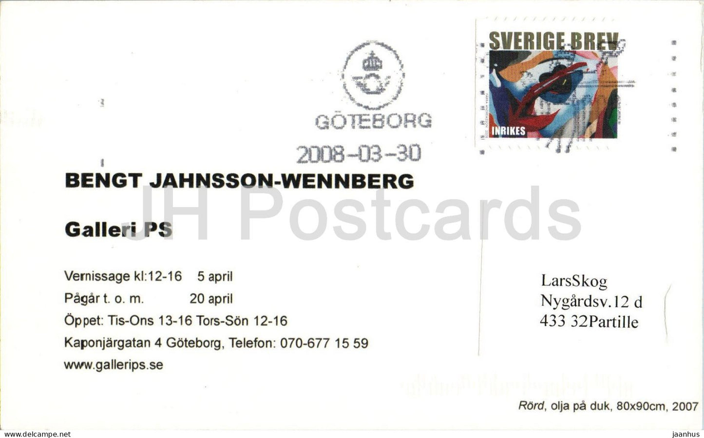 painting by Bengt Jahnsson-Wennberg - exhibition - Swedish art - 2008 - Sweden - used