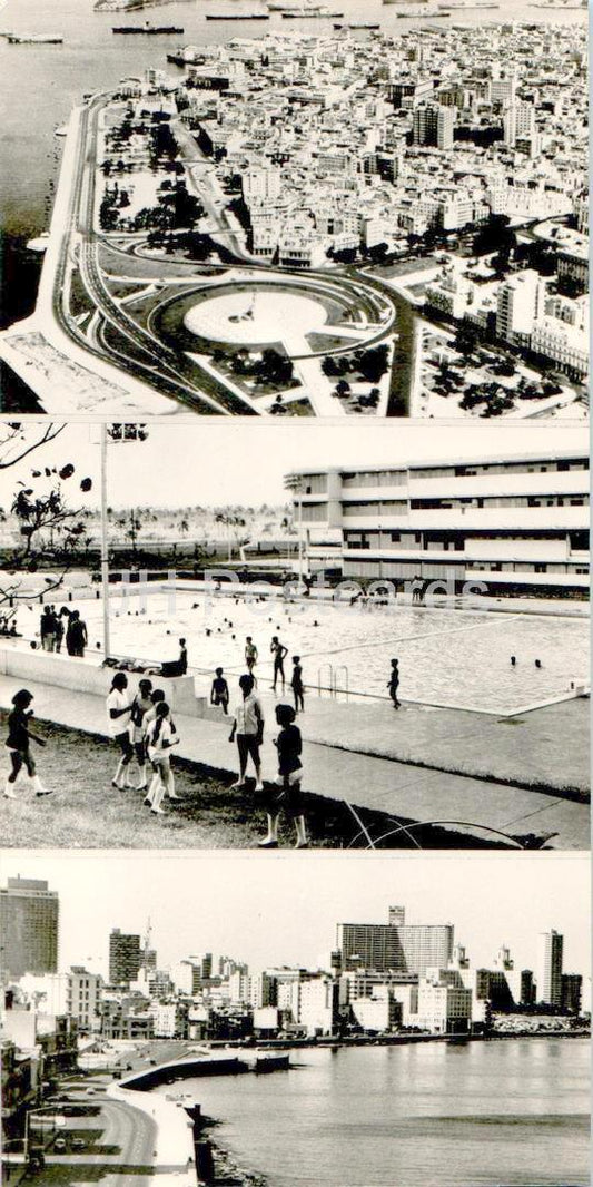 La Havane - Vue sur la ville - École Lénine - piscine - remblai - 1977 - Cuba - inutilisé 