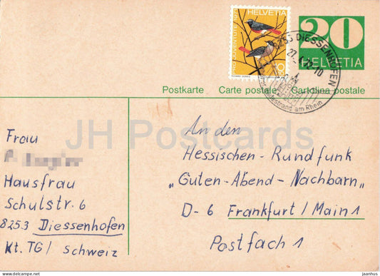 Guten Abend Nachbarn - Hessischer Rundfunk - postal stationery - 134 - 1972 - Switzerland - used - JH Postcards
