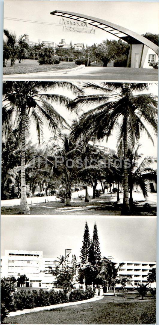 Varadero - entrance - coconut palm grove - hotel International - 1977 - Cuba - unused