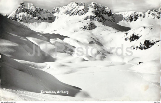 Zursersee - Arlberg - mountains - Alps - old postcard - 1955 - Austria - used - JH Postcards