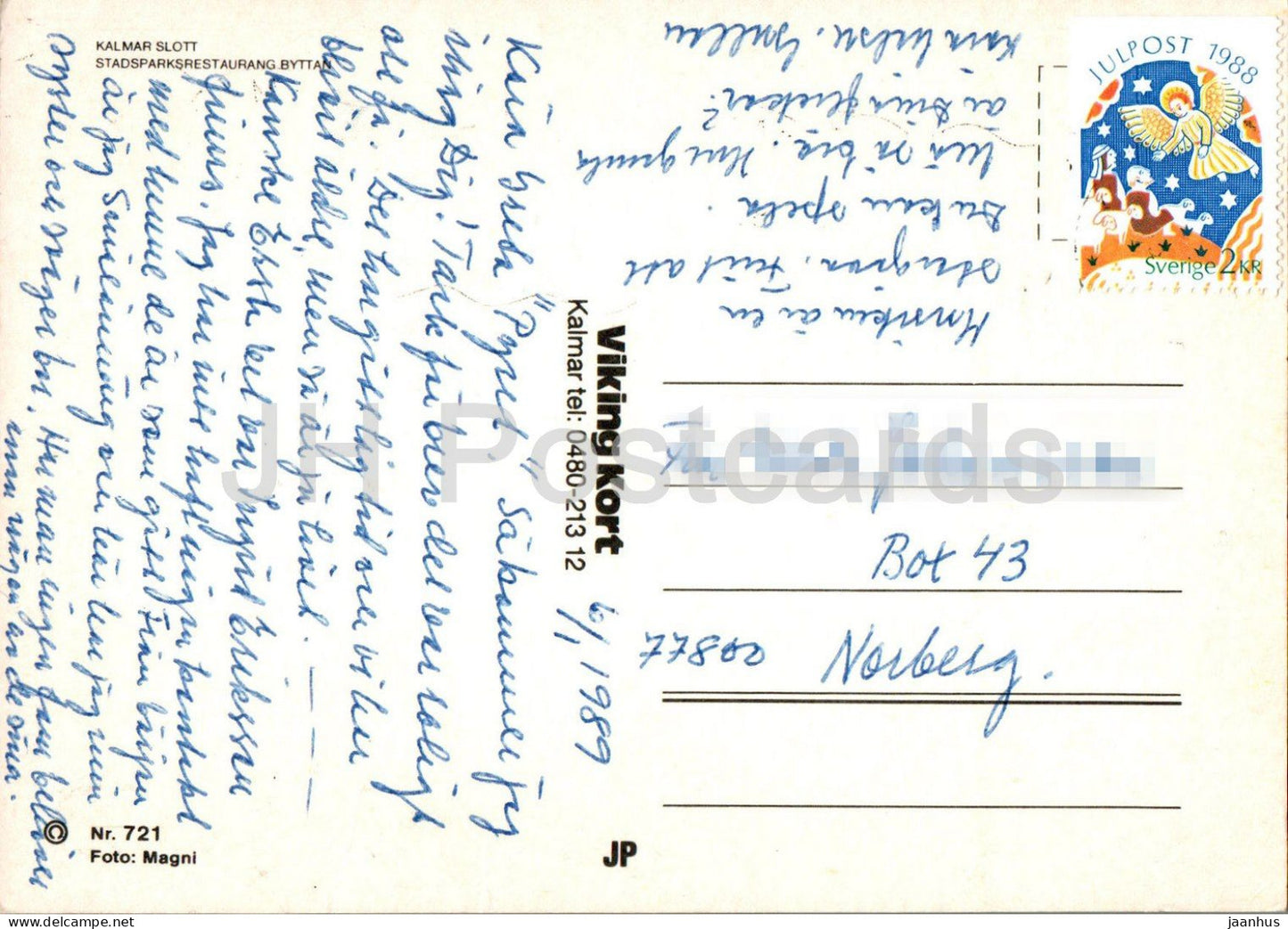 Kalmar Slott - Stadsparksrestaurang - Byttan - restaurant - multiview - château - 721 - 1989 - Suède - utilisé 