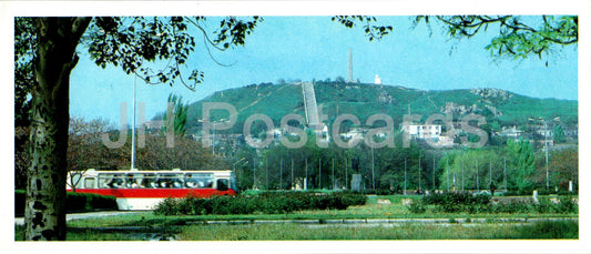 Kertch - vue sur la colline de Mitridat - bus Ikarus - Crimée - 1985 - Ukraine URSS - inutilisé 