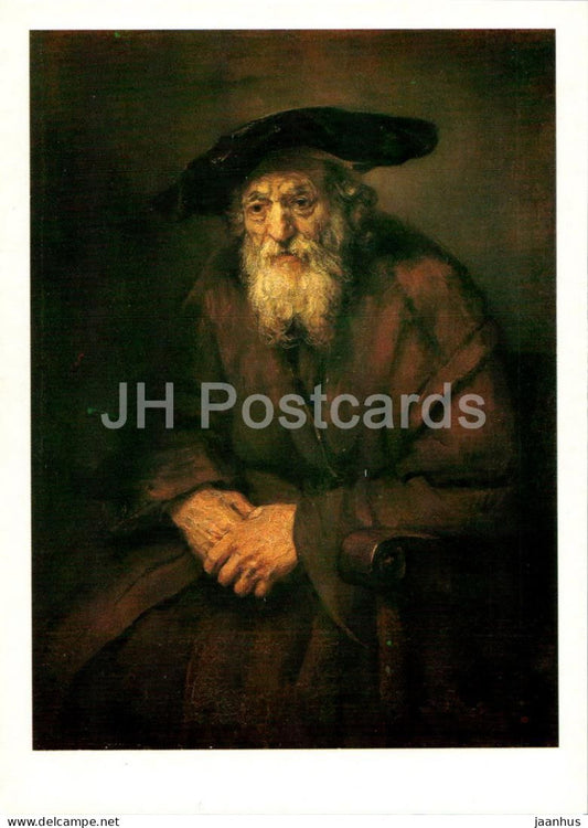 painting by Rembrandt - Portrait of an Old Jewish Man - Dutch art - 1987 - Russia USSR - unused - JH Postcards