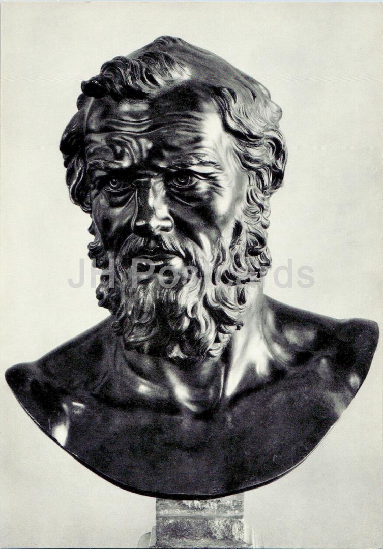 sculpture by unknown artist - Portrait of An Old Man - French art - Large Format Card - 1975 - Russia USSR - unused