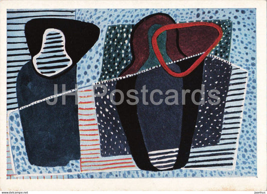 painting by Curt Lahs - Jugs - Kruge - German art - K 308 - old postcard - 1950s - Germany - unused - JH Postcards