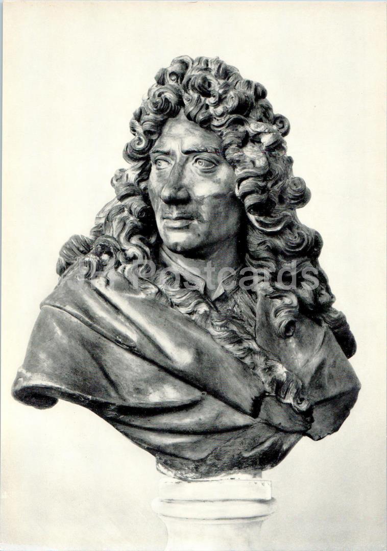 sculpture by Antoine Coysevox - Portrait of Pierre Mignard French art - Large Format Card - 1975 - Russia USSR - unused