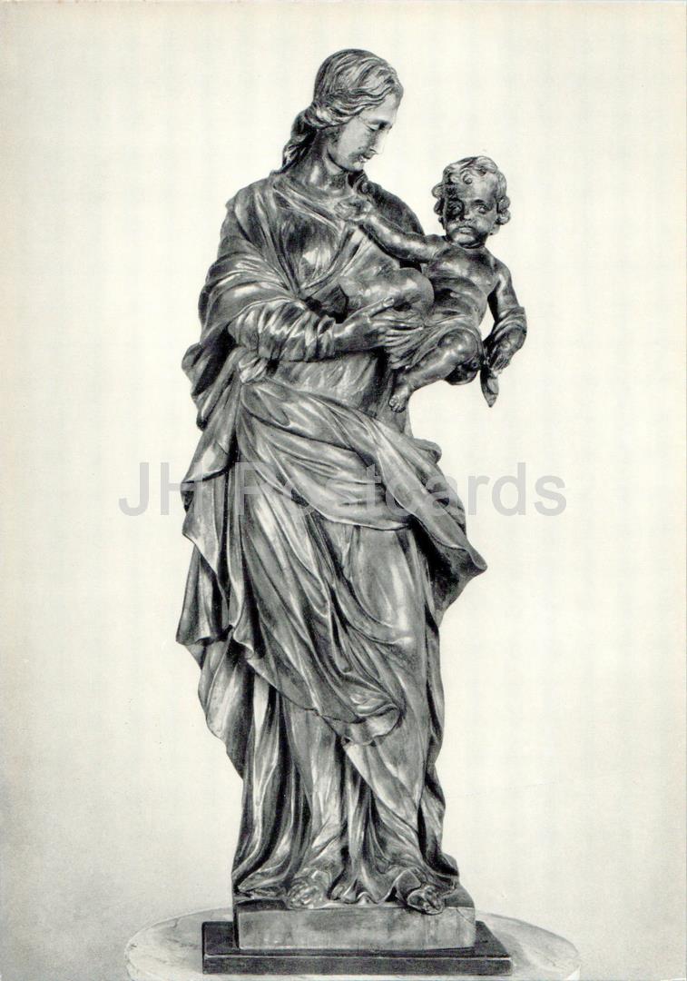 sculpture by unknown artist - The Virgin and Child - French art - Large Format Card - 1975 - Russia USSR - unused