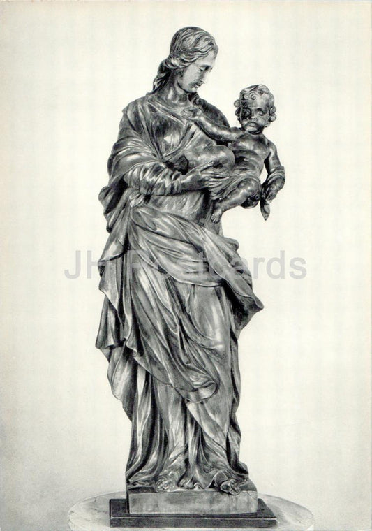Skulptur eines unbekannten Künstlers – Die Jungfrau und das Kind – Französische Kunst – Großformatige Karte – 1975 – Russland UdSSR – unbenutzt 