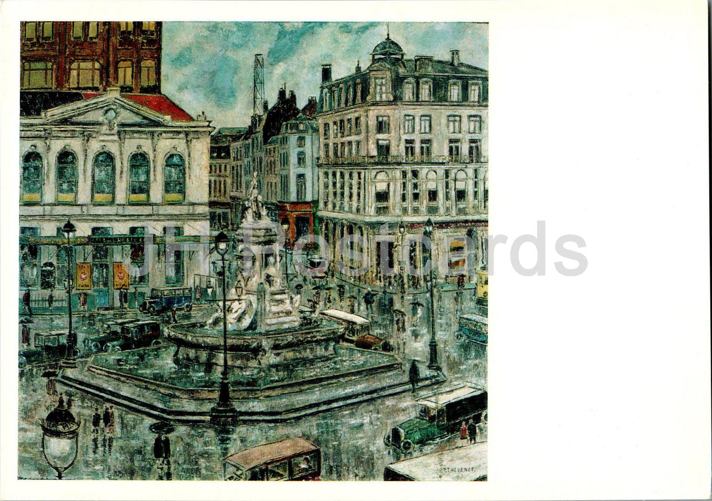 painting by Pierre Thevenet - Brussels - Porte de Namur - Belgian art - Large Format Card - 1974 - Russia USSR - unused
