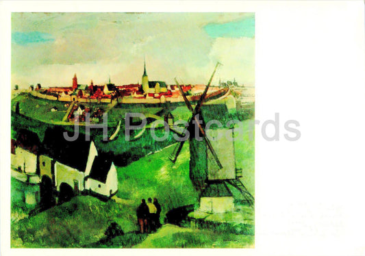 peinture d'Isidore Opsomer - Une vieille ville - Art belge - Carte grand format - 1974 - Russie URSS - inutilisé 