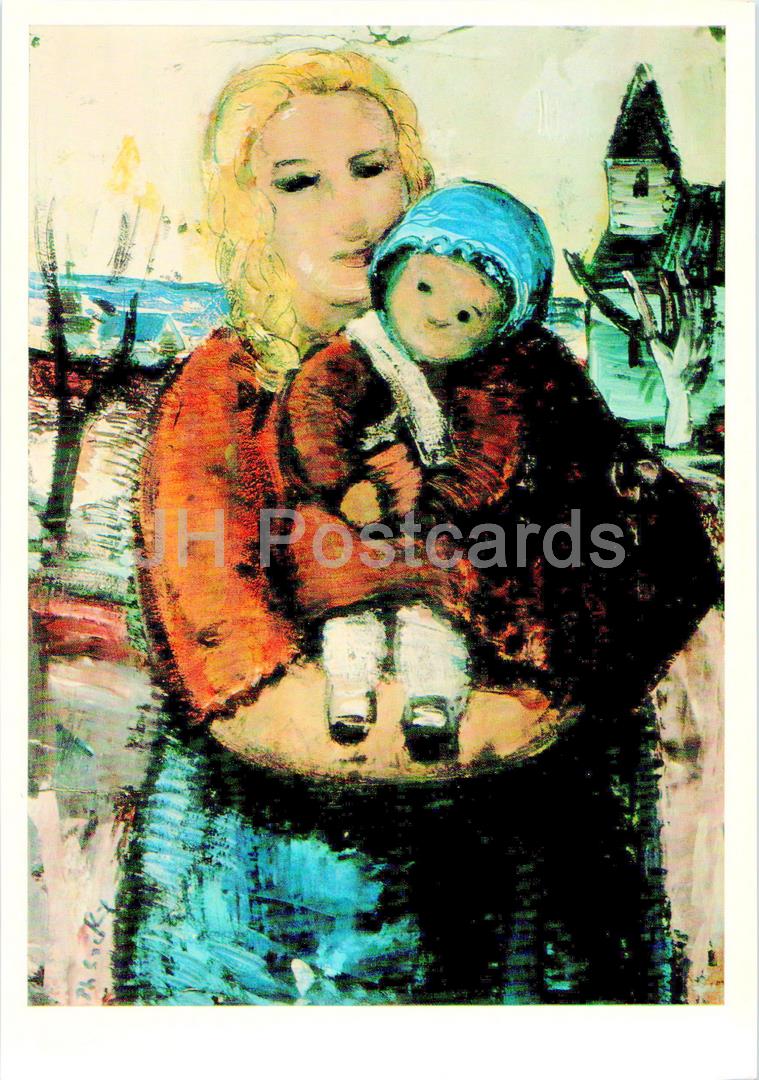 painting by Philibert Cockx - Mother and Child - Belgian art - Large Format Card - 1974 - Russia USSR - unused