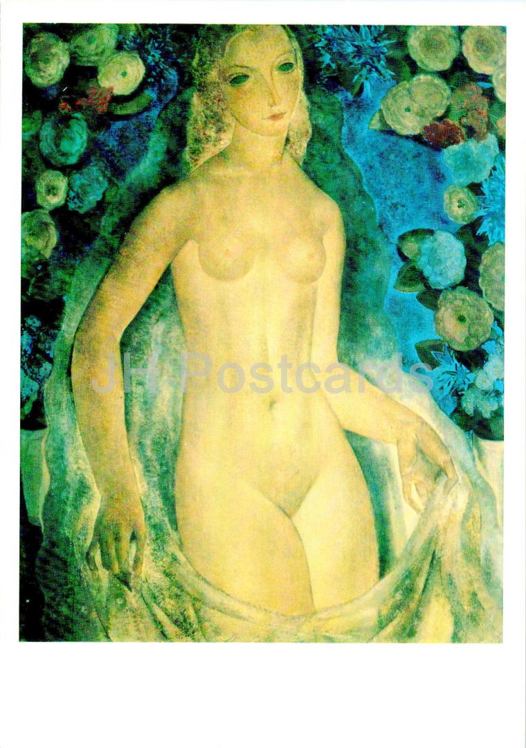 painting by Anto Carte - Idol - naked woman - nude - Belgian art - Large Format Card - 1974 - Russia USSR - unused