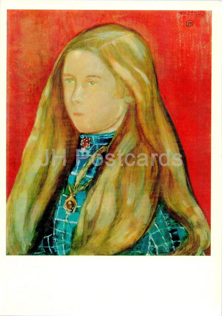 painting by Alfred Napoleon Delaunois - Girl - Belgian art - Large Format Card - 1974 - Russia USSR - unused
