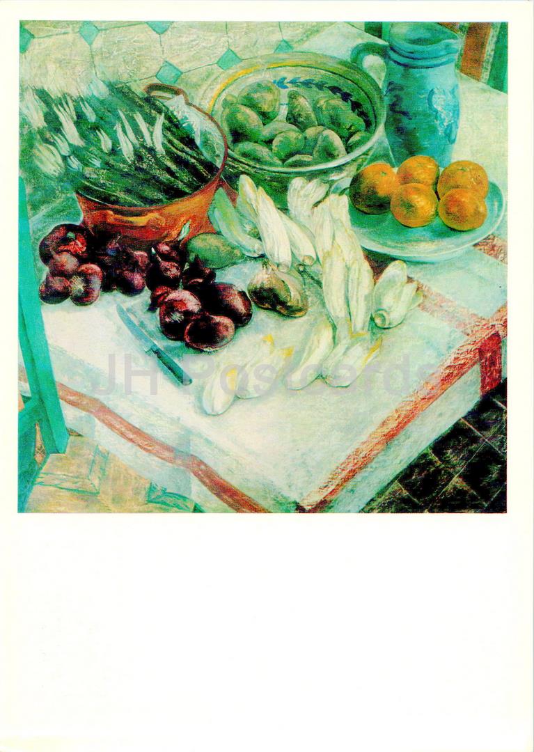 painting by Taf Wallet - Still Life with Vegetables - Belgian art - Large Format Card - 1974 - Russia USSR - unused