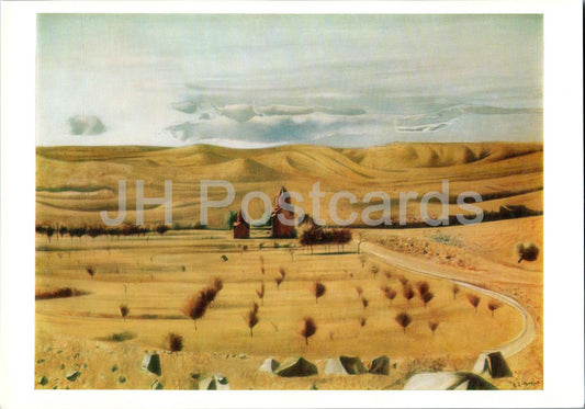 painting by Hakob Hakobian - Marmashen landscape - Armenian art - Large Format Card - 1975 - Russia USSR - unused