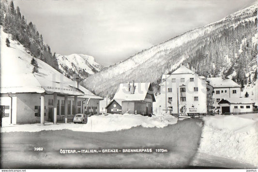 Osterreich Italien Grenze Brennerpass 1373 m - Austria Italy border - mountains - Alps - 7982 - 1963 - Austria - used - JH Postcards