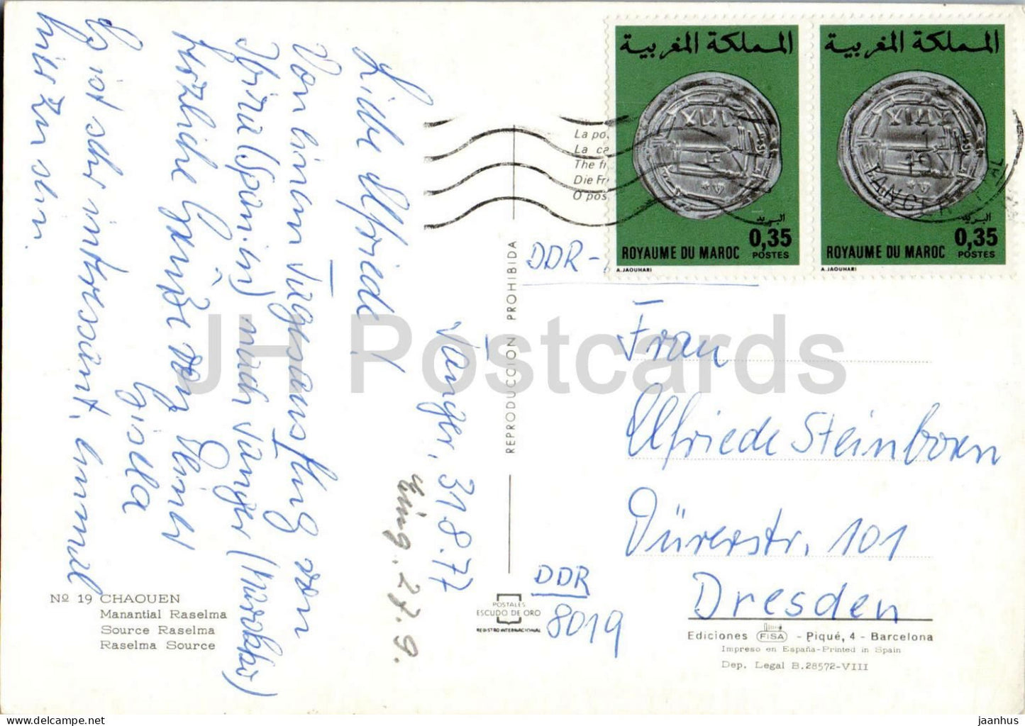 Chaouen - Manantial Raselma - Source Raselma - Ruisseau de montagne - 19 - 1977 - Maroc - usagé