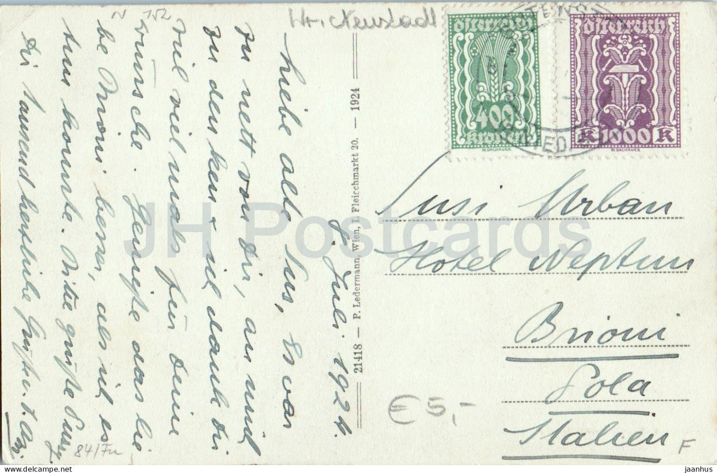 Sommerfrische Gutenstein - vue sur la ville - N° 21418 - carte postale ancienne - 1924 - Autriche - utilisé 