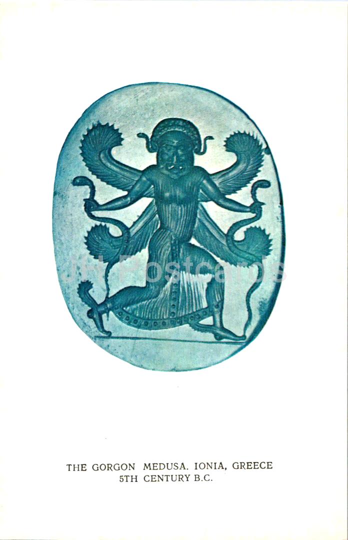 Intaglio antique - TGorgon Medusa - Ionia, Grèce . 5ème siècle avant JC - art antique - monde antique - Russie URSS - inutilisé 