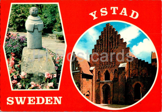 Ystad - monk sculpture - church - multiview - 12-1066 - Sweden - unused
