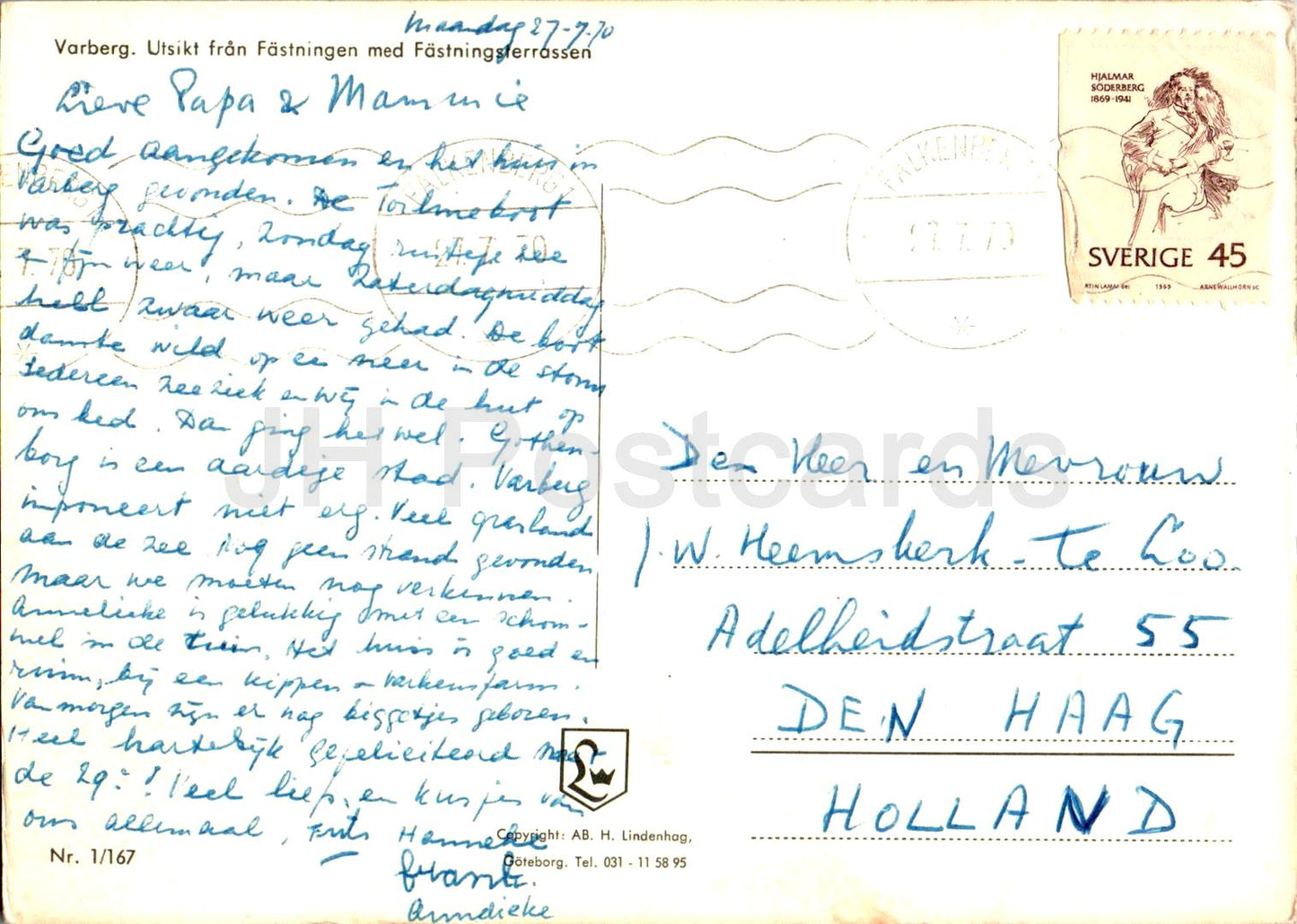 Varberg - Utsikt fran Fastningen med Fastningsterrassen - 1/167 - 1970 - Suède - d'occasion 