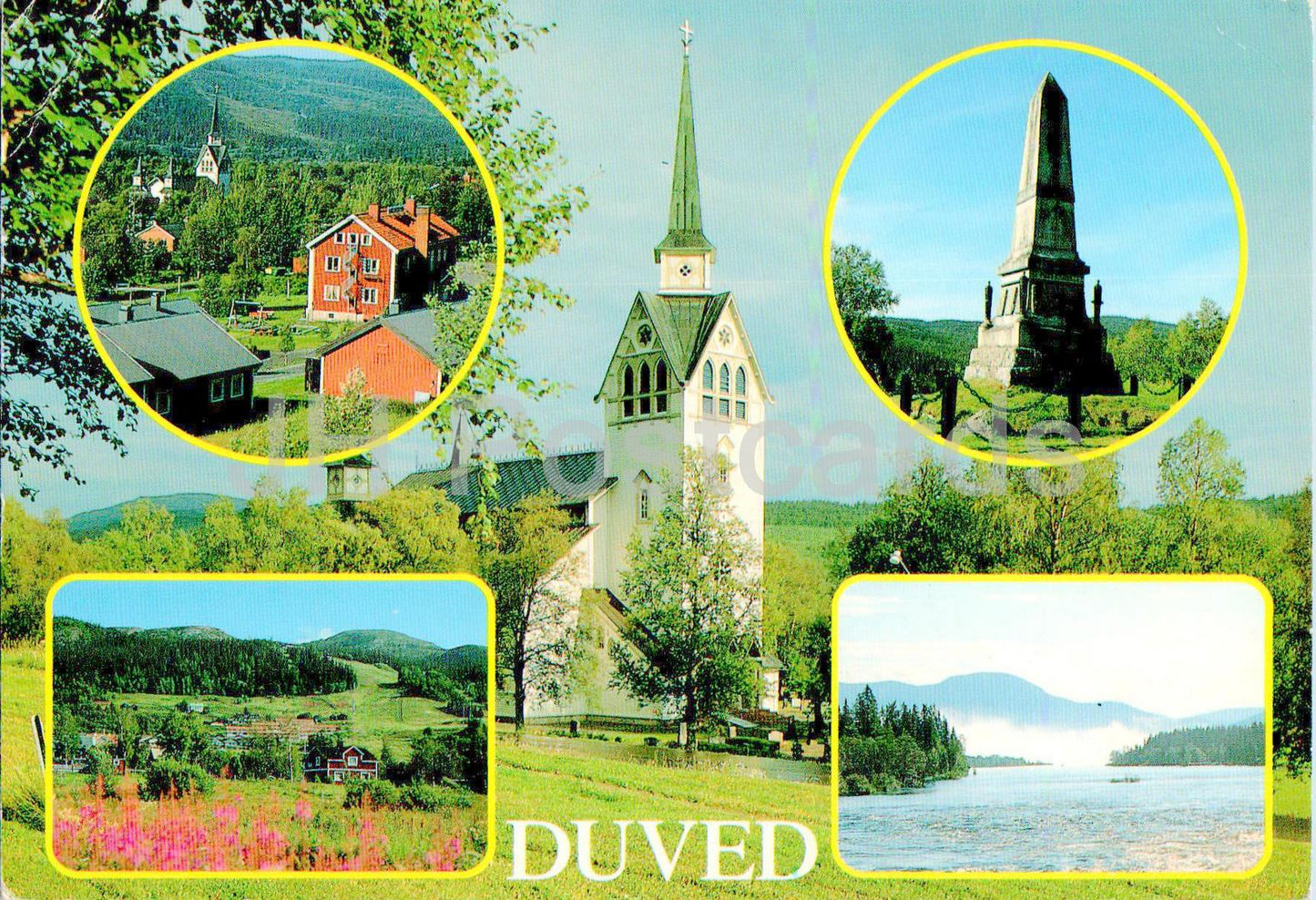 Duved - église - vues de la ville - multiview - multiview - 4349 - 1991 - Suède - utilisé 