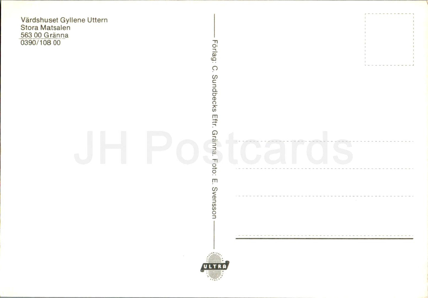 Vardshuset Gyllene Uttern - Stora Matsalen - salle à manger - hôtel - Suède - inutilisé 