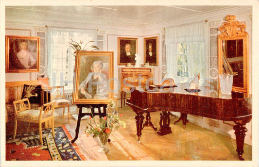 Marbacka - Selma Lagerlofs Hem - Stora salongen - Selma Lagerlof home - piano - 116 - carte postale ancienne - Suède - utilisé 