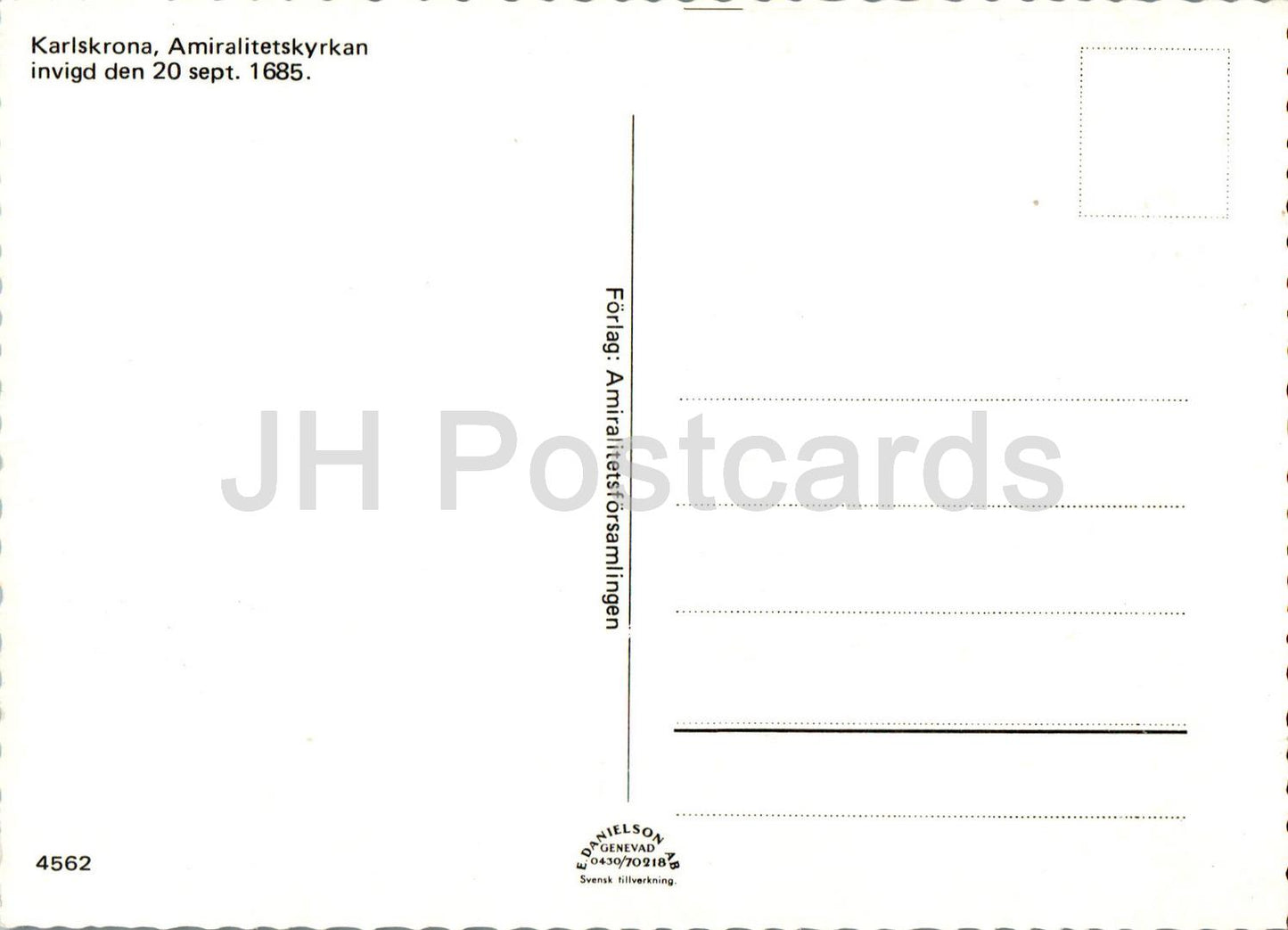 Karlskrona - Amiralitetskyrkan - Karlskrona - Admiralty Church - 4562 - Sweden - unused