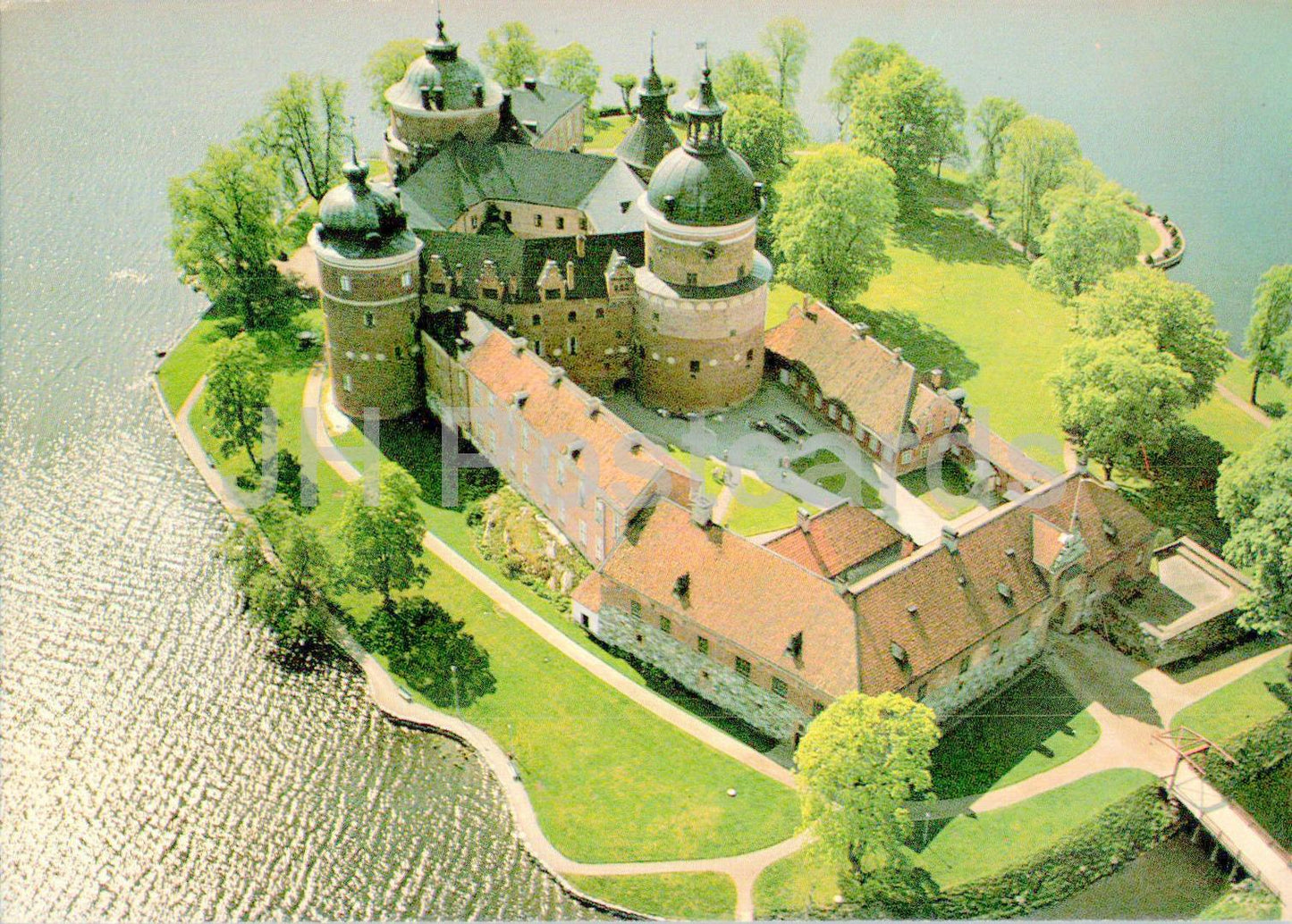 Gripsholms Slott fran luften - Gripsholm - vue aérienne - château - SO 78 - Suède - inutilisé 