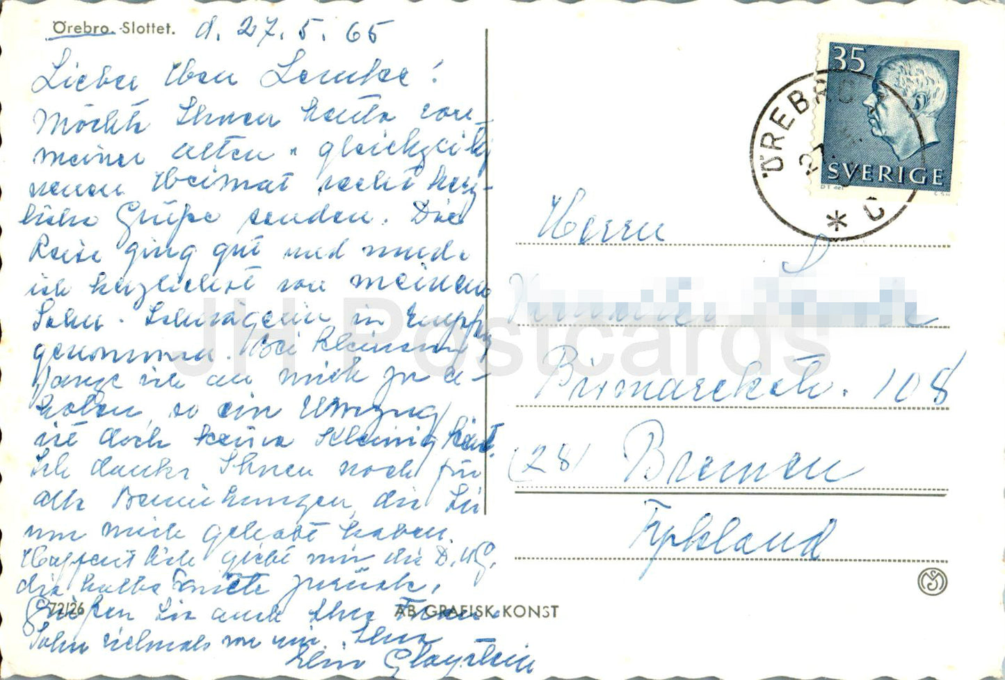 Orebro - Slottet - castle - 72/26 - 1965 - Sweden - unused