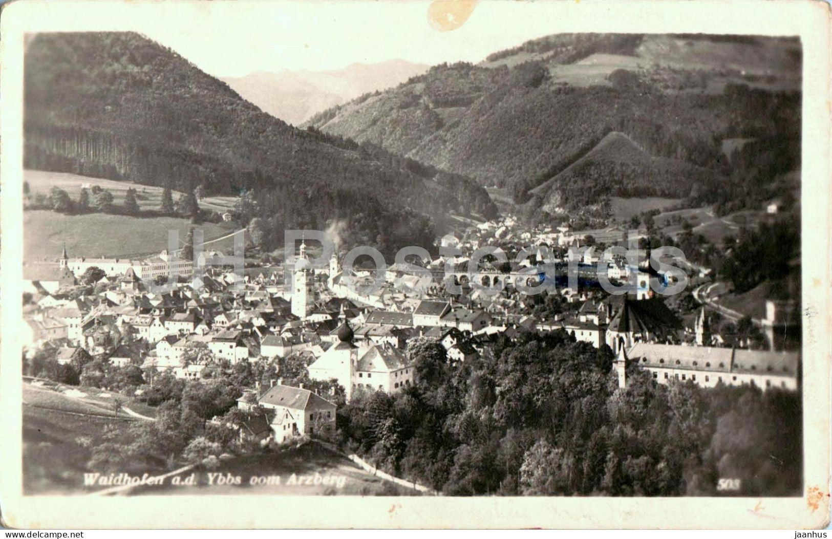 Waidhofen a.d. Ybbs vom Arzberg - town panorama - No. 503 - old postcard - Austria - used - JH Postcards