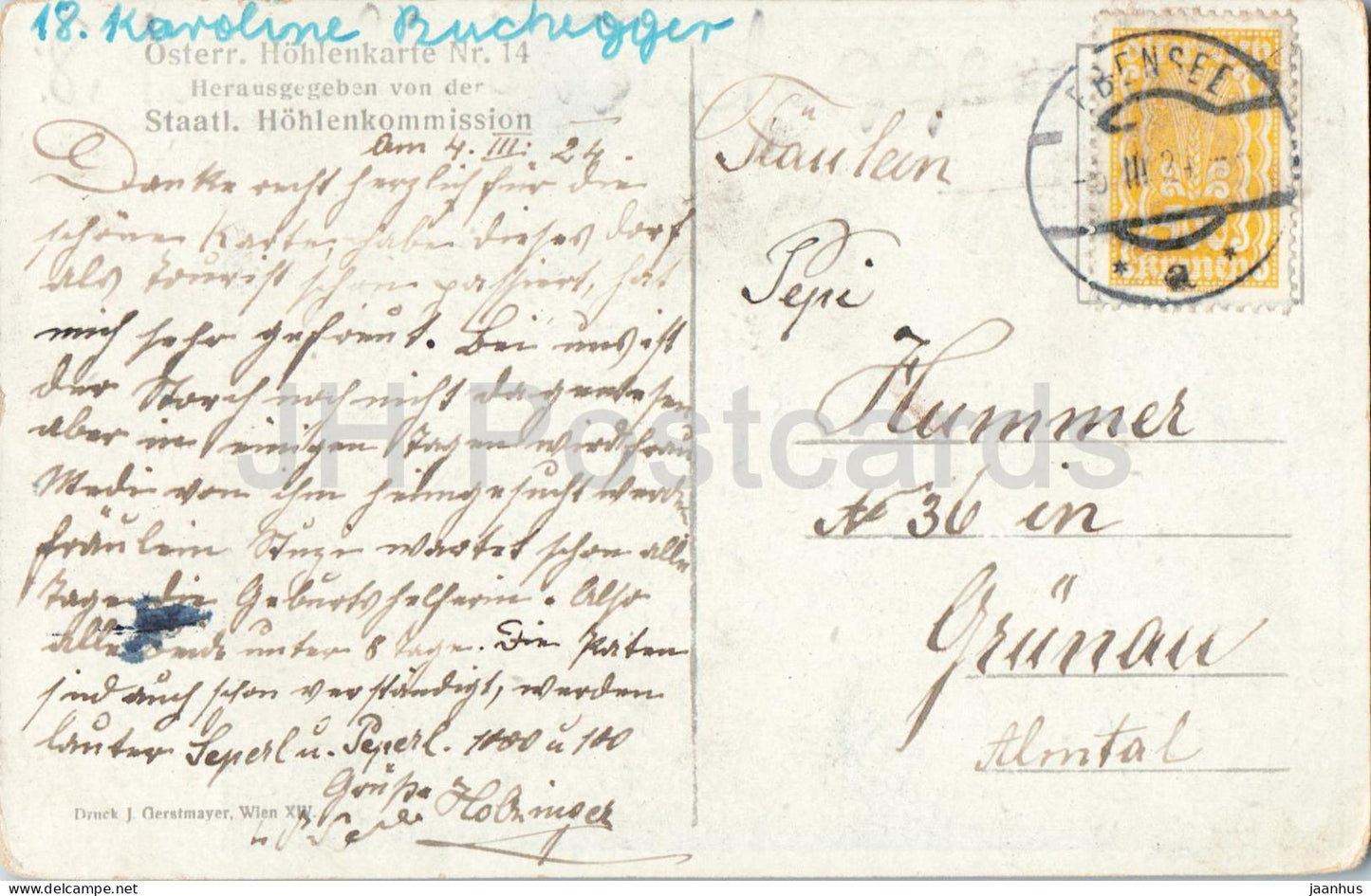 Dachstein Rieseneishohle bei Obertraun - Die Gralsburg - cave - 14 - old postcard - 1924 - Austria - used