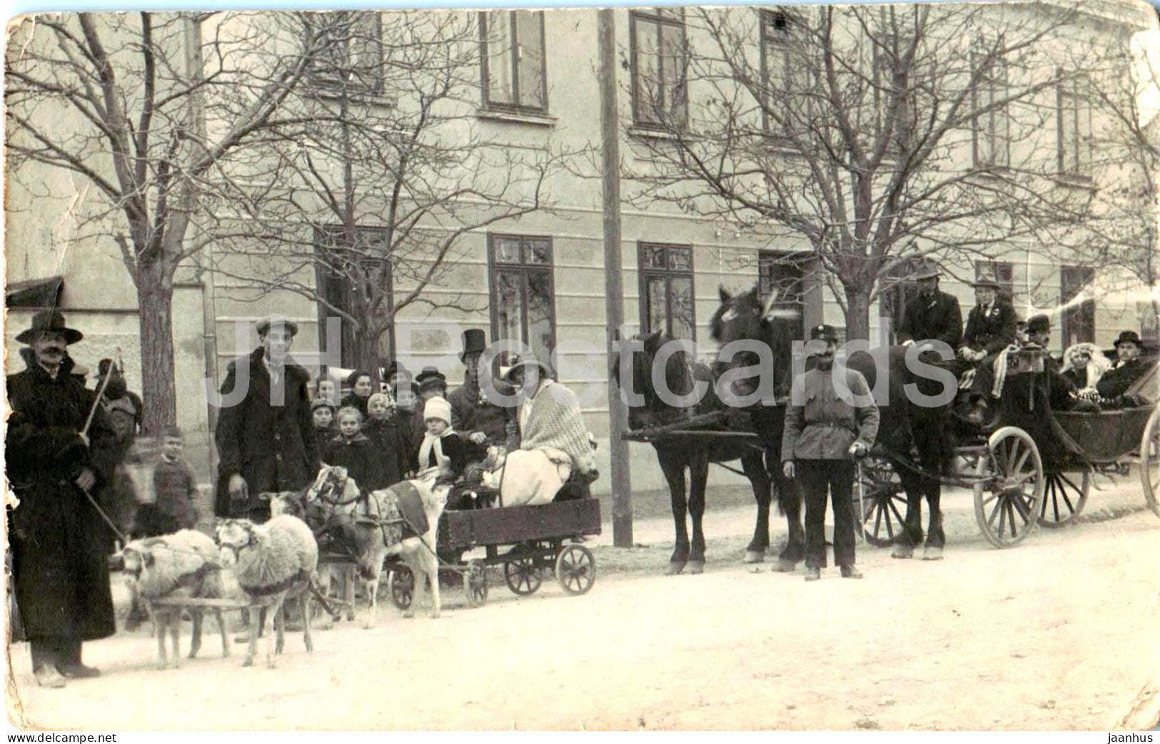Leobersdorf - Hochzeit - Wedding - horse carriages and goats - Kotarsky photo - old postcard - Austria - unused - JH Postcards