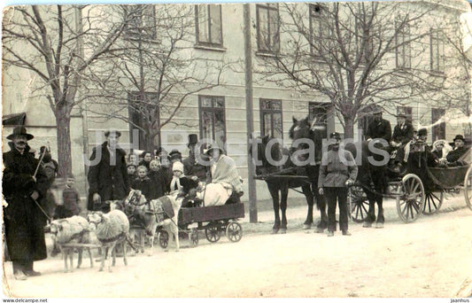 Leobersdorf - Hochzeit - Wedding - horse carriages and goats - Kotarsky photo - old postcard - Austria - unused - JH Postcards