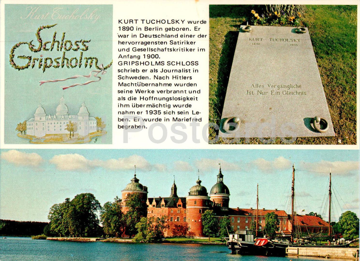 Gripsholms Slott - Tombe de Kurt Tucholsky - château - multiview - 3/12 - Suède - inutilisé 
