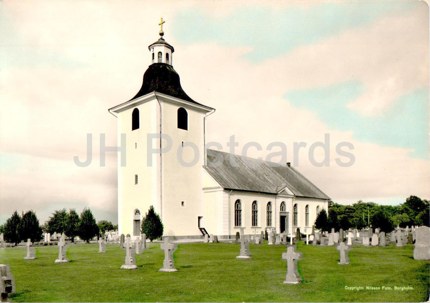 Hogby kyrka - church - old postcard - Sweden - unused