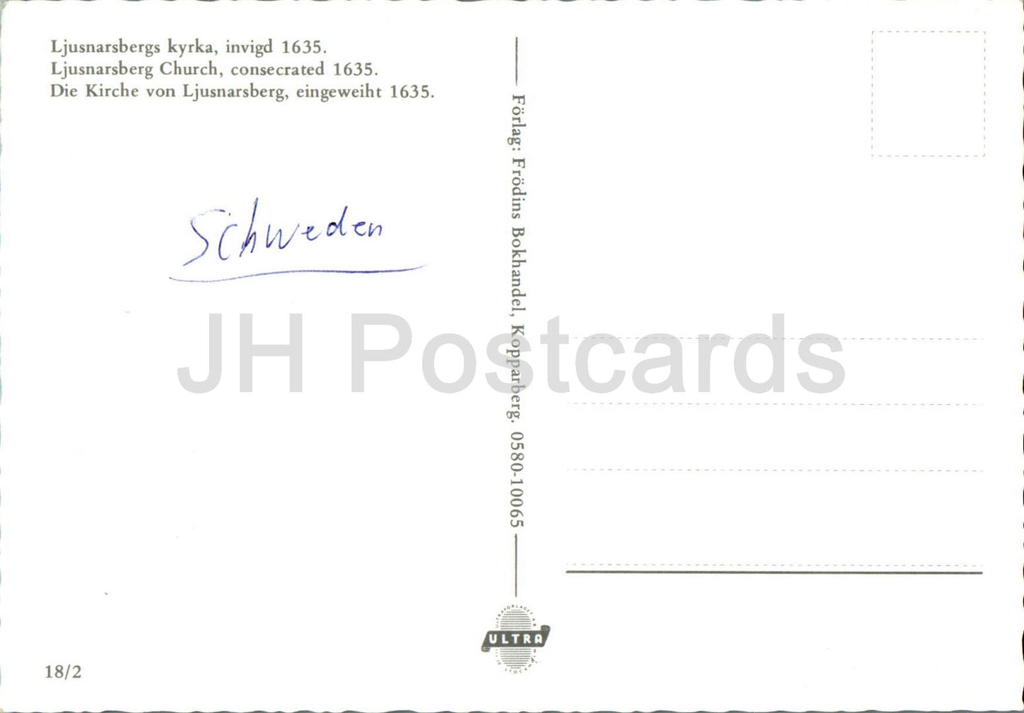 Ljusnarsbergs kyrka - église - 18/2 - Suède - occasion 