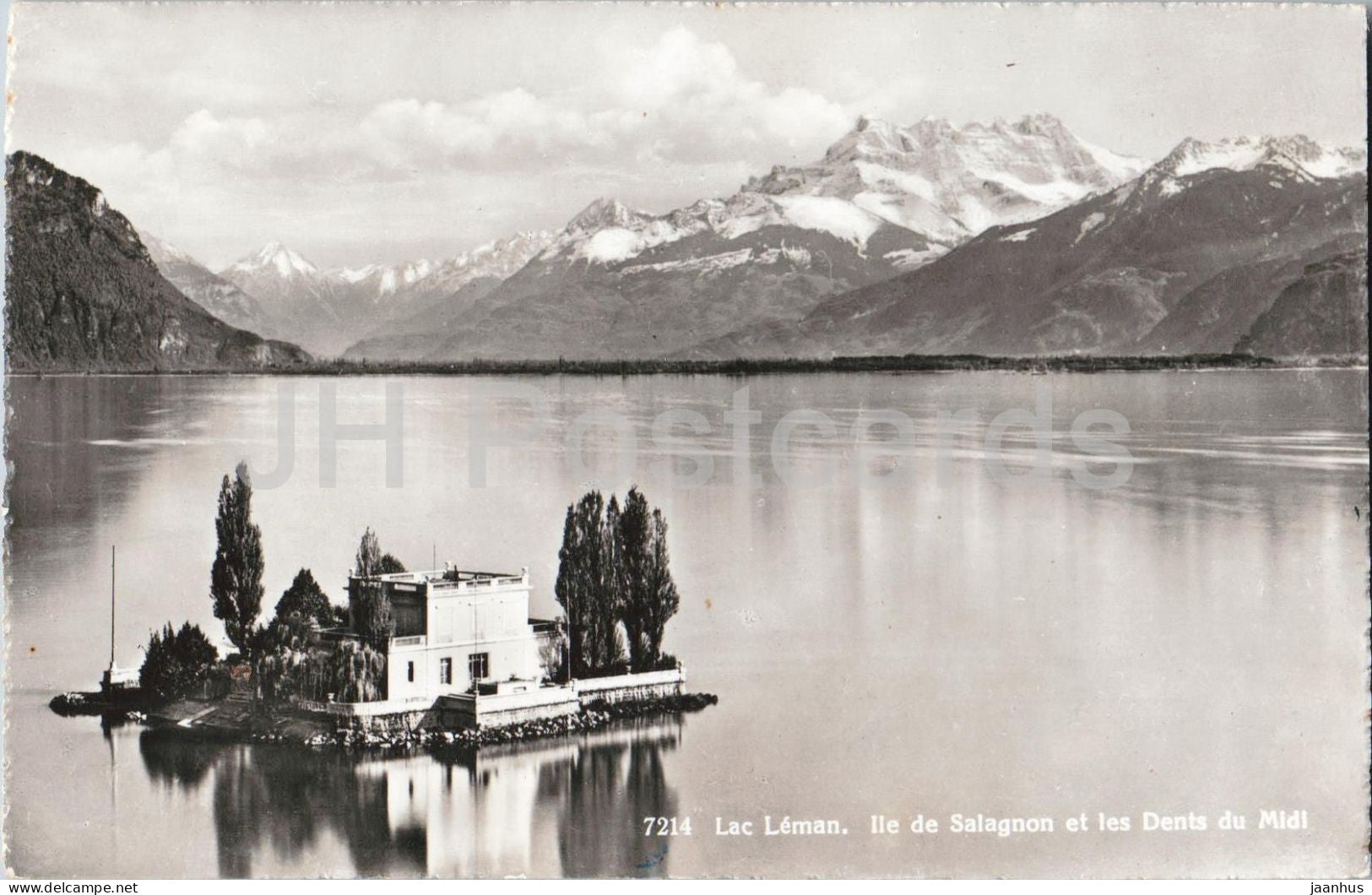 Lac Leman - Ile de Salagnon et les Dents du Midi - lake - 7214 - old postcard - Switzerland - unused - JH Postcards
