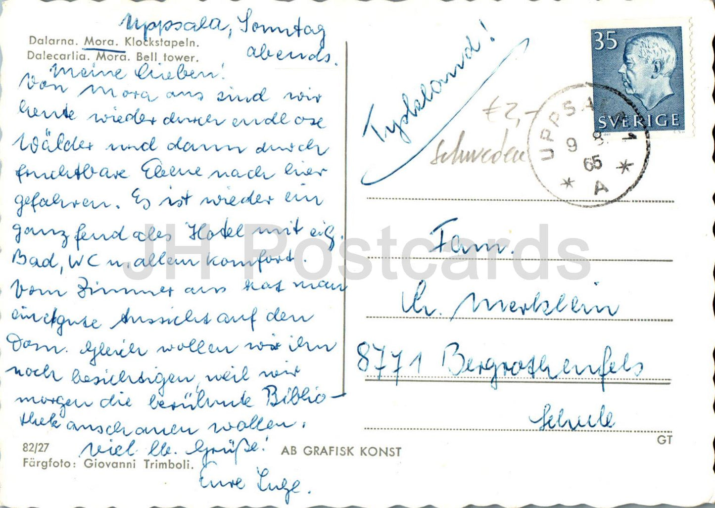 Dalarna – Mora – Klockstapeln – Glockenturm – 82/27 – 1965 – Schweden – gebraucht 