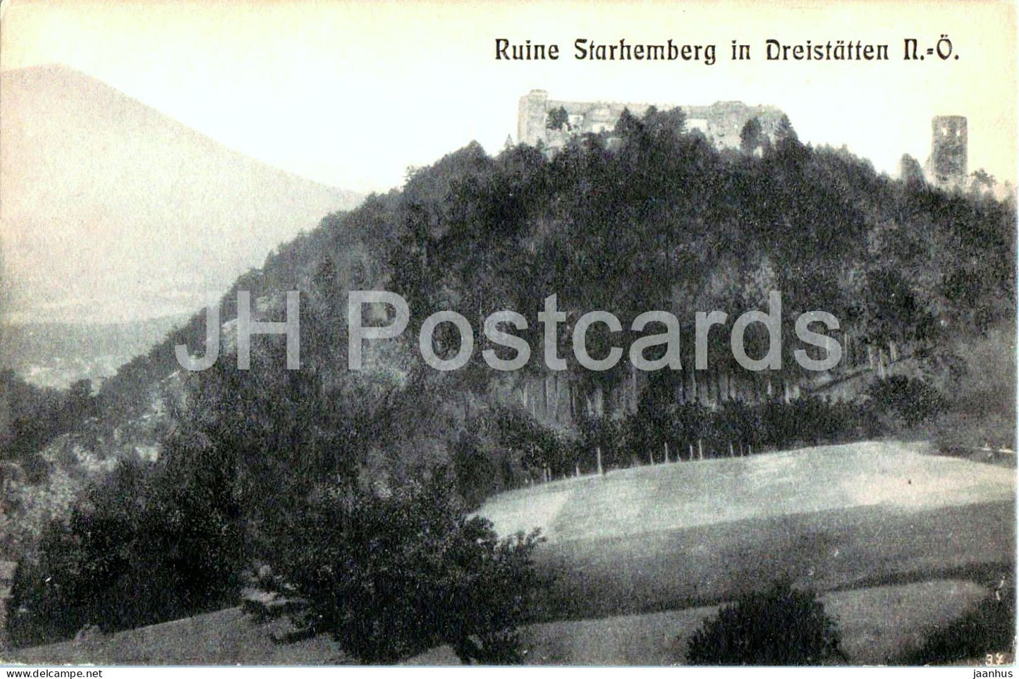 Ruine Starhemberg in Dreistatten - castle ruins - old postcard - 1909 - Austria - used - JH Postcards