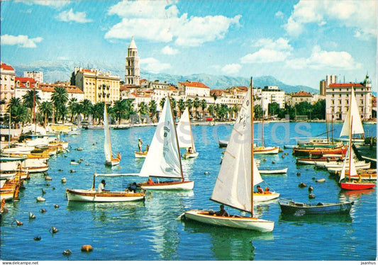 Split - harbour - sailing boat - 16274 - 1982 - Croatia Yugoslavia - used - JH Postcards