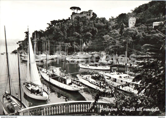 Portofino - Panfili all ormeggio - Yachts at Anchor - sailing boat - yacht - 10162 - old postcard - Italy - unused - JH Postcards