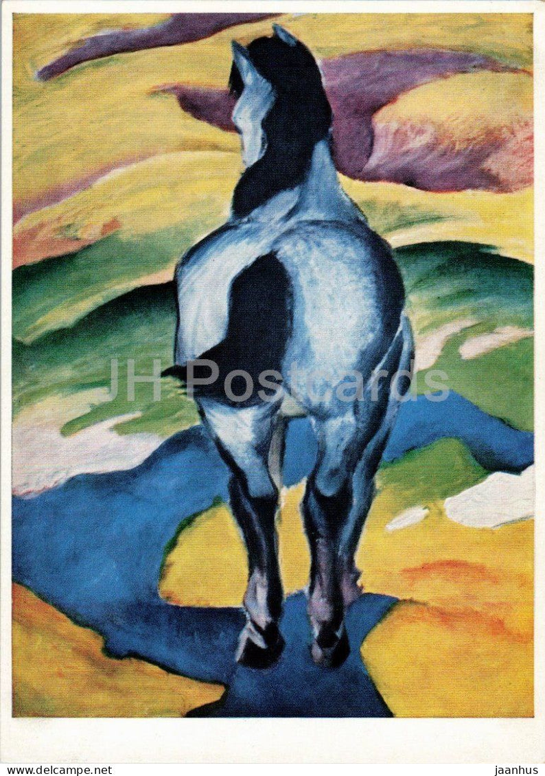 painting by Franz Marc - The Blue Horse - animals - German art - Germany - unused - JH Postcards
