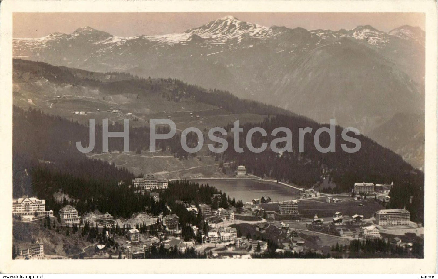 Arosa - panoramic view with lake and hotels - 2381 - old postcard - 1924 - Switzerland - used - JH Postcards