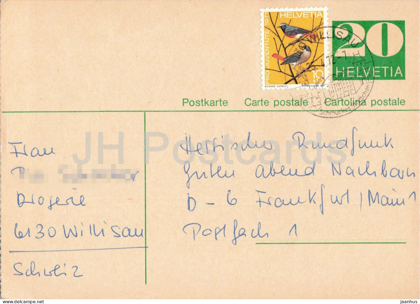 Guten Abend Nachbarn - Hessischer Rundfunk - postal stationery - 121 - 1972 - Switzerland - used - JH Postcards