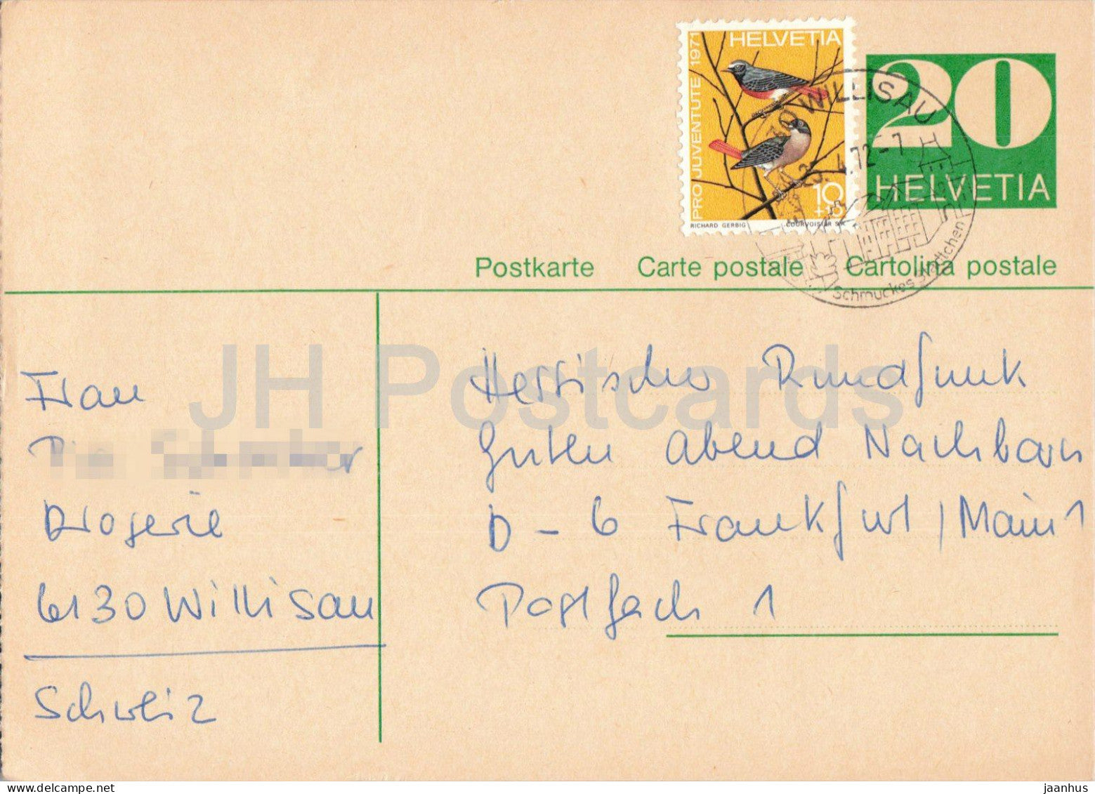 Guten Abend Nachbarn - Hessischer Rundfunk - postal stationery - 121 - 1972 - Switzerland - used - JH Postcards
