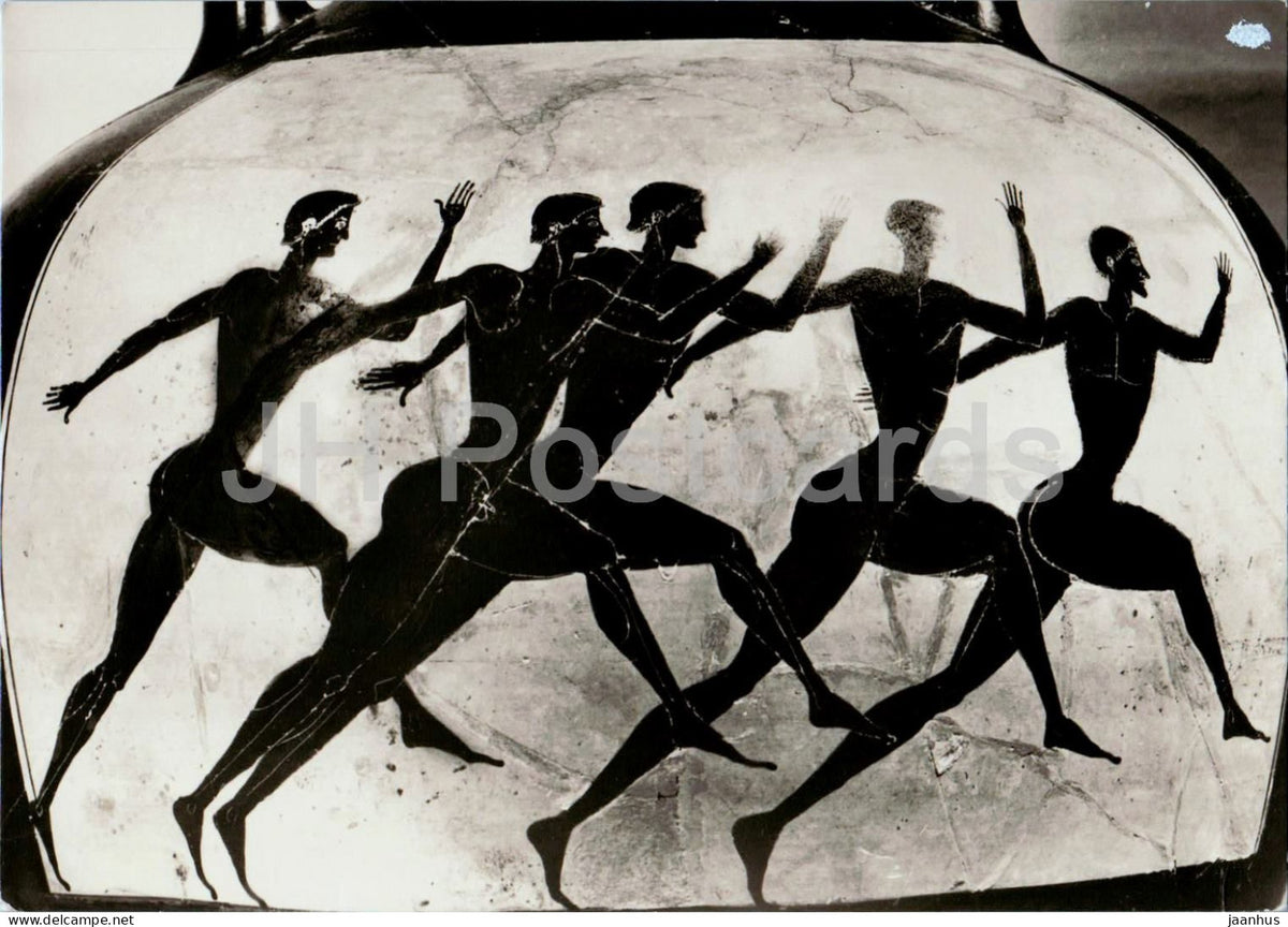 Greek vase painting - The Runners - Die Wettlaufer - Attic amphora 5th century BC - ancient world - Germany - unused - JH Postcards